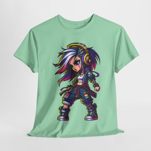 Drum and Bass Girl - Cartoon T-shirt - Image 4