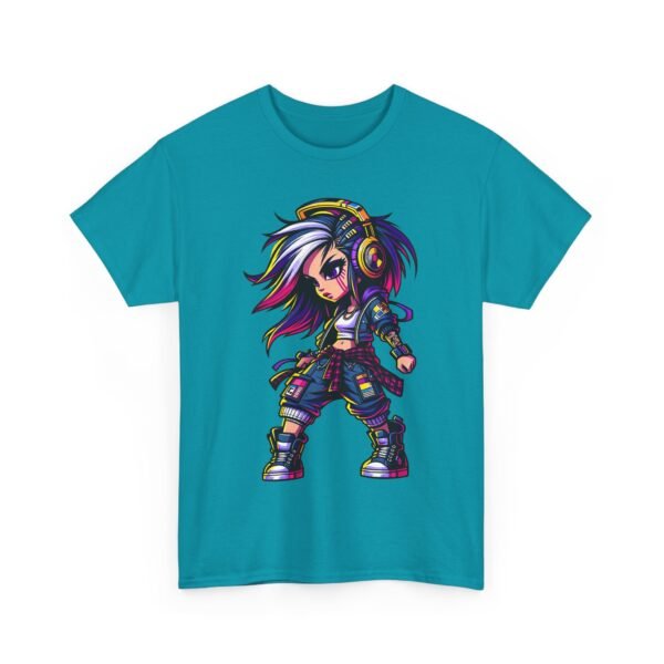Drum and Bass Girl - Cartoon T-shirt - Image 2